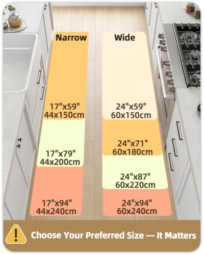 Color&Geometry Wide Kitchen Floor Mat 24x94 Anti Fatigue Easy Clean, Grey - color: Grey, size: 94"L x 24"W x 0.4"Th
