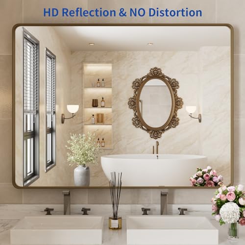 WEER Bathroom Vanity Mirror Bronze 48X36 Inch - color: Bronze, size: 48"L x 36"W