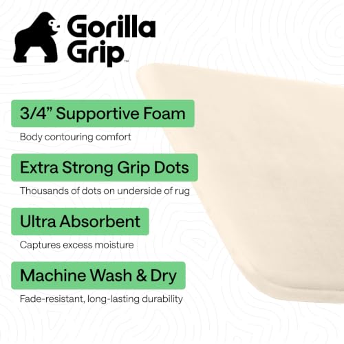 GORILLA GRIP® Memory Foam Bath Rug for Bathroom, 24x17 Cream - color: Cream, size: 24" X 17"