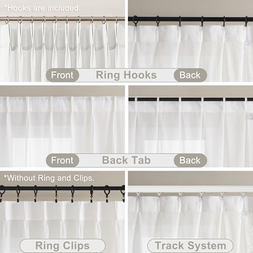 WEST LAKE Bright White Pinch Pleated Sheer Curtain Panels 112 Inches Length - color: Bright White, size: 58"W x 112"L (Pack of 2)