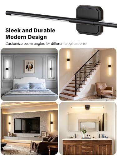 Battery Operated Wall Sconces Set of Two, Wireless Wall Lights Touch & Remote Control Rechargeable LED Wall Lamp 2700K-6000K Dimmable Lights for Living Room Bedroom Bathroom Hallway( 29 ", Black) - color: Black