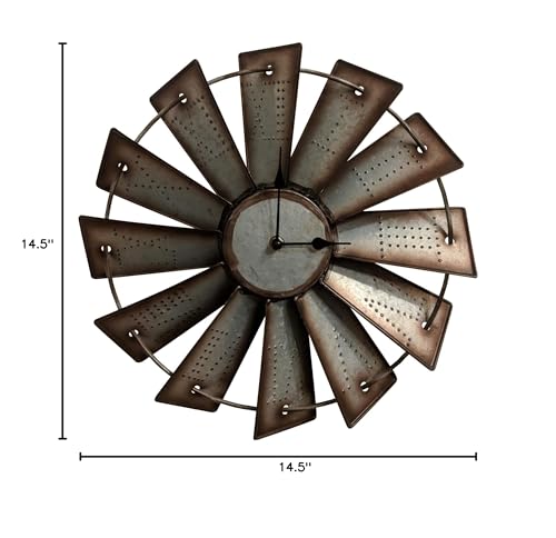 Gianna's Home Rustic Farmhouse Metal Windmill Wall Clock (14.5") - size: 14.5"