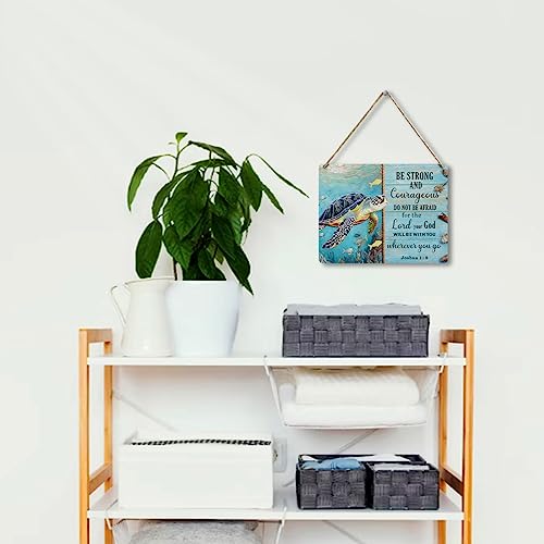 Beach Decor Sea Turtle Gifts Christian Bible Verse Wooden Wall Sign - color: Multi392