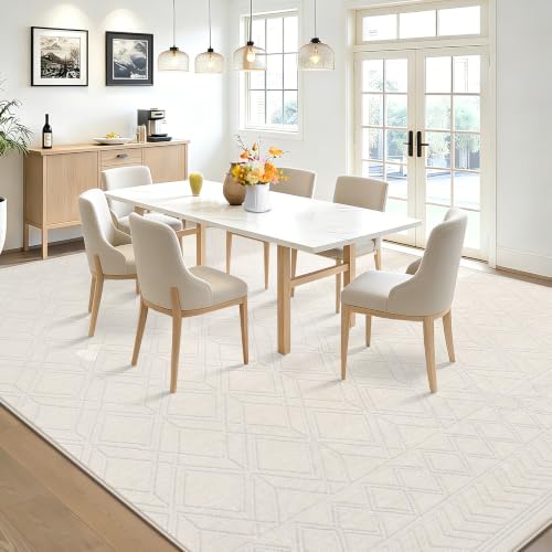 8x10 Area Rugs Washable Rug: Geometric Moroccan Farmhouse Rugs Large Living Room Rug Modern Neutral Soft Non-Slip Printed Pattern Carpet for Bedroom Dining Room Nursery Office (Beige, 8'x10') - size: 8' x 10' (Rectangular)