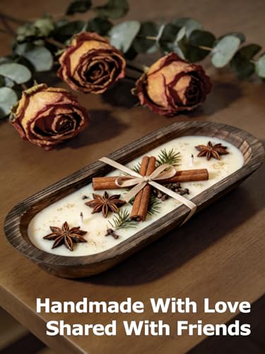 6 PCS Wooden Dough Bowls for Decor, 14 x 5.4 x 1.4 inch, Brown - size: 14 Inch