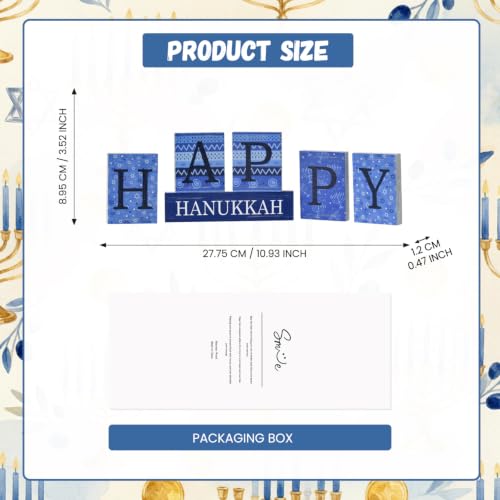 Smile Happy Hanukkah Sign Blocks Wood Decoration - style: Hanukkah