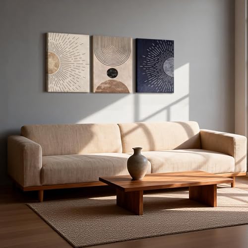 HCJWCXD 3 Pcs Boho Sun Line Canvas Wall Art 16x24 Inch - color: Black, White, and Gold, size: 16x24 Inches