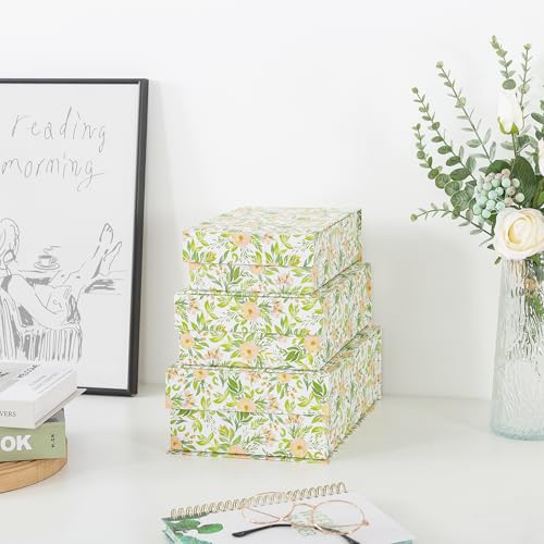 Soul & Lane - Decorative Storage Boxes with Lids, Set of 3, Garden Rose - color: Garden Rose