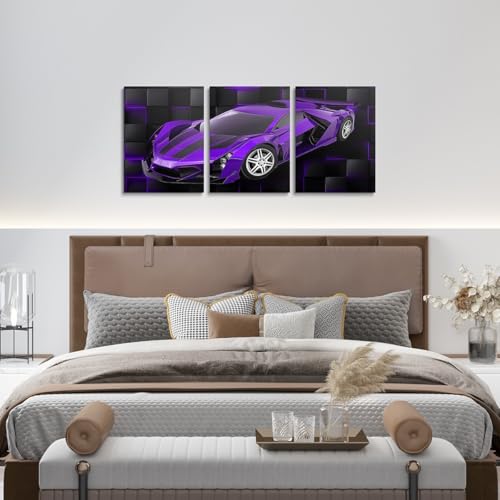Feelyou Race Car Wall Art 12" x 16" x 3 - color: Violet