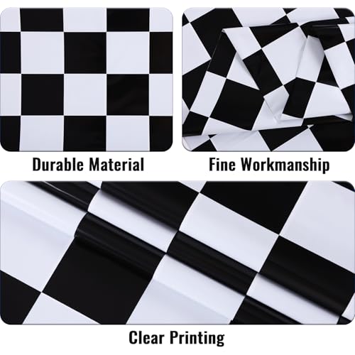Kesfey Black and White Checkered Tablecloth Race Car Table Cover 3 Packs - color: Black and White