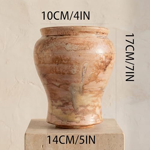 Rustic Farmhouse Ceramic Vase Home Decor (Grey and white1, Small) - color: Grey and White1