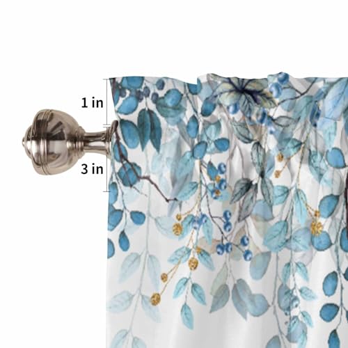 Eucalyptus Leaves Window Valance 1 Panel, Window Treatment 54x18 in - color: Eucalyptus Leaves-blue, size: 54"W x 18"L (Pack of 1)