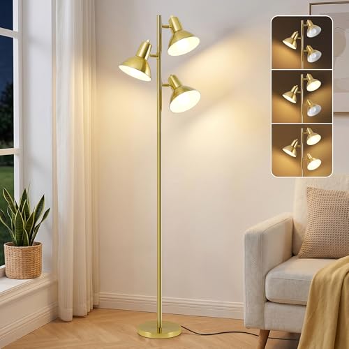 3 Light Floor Lamps for Living Room, 67" Tall Metal Modern Tree Floor Lamp - color: Gold