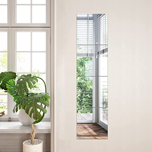 TRAHOME Home Gym Mirror Tiles for Wall, 12"x12"x4PCS Full Length Mirror - size: 12"x12" (4 PCS)