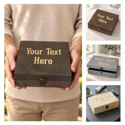 Personalized Wooden Keepsake Box, Custom Engraved Memory Box with Lid - style: 1. Your Text Here