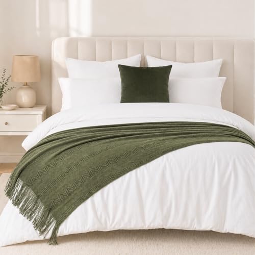 BATTILO HOME Olive Green Throw Blanket for Couch, 50"x60" - color: Army Green, size: 50 x 60 in.