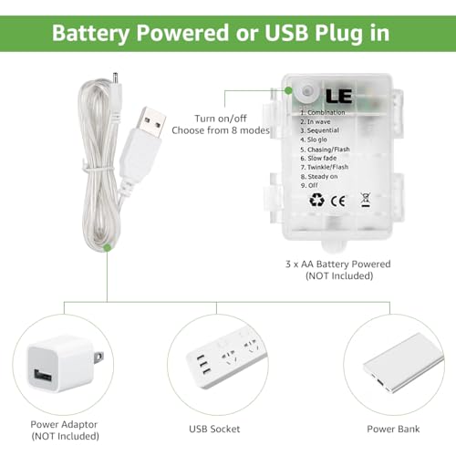 Lepro Lighting Ever Fairy Curtain Lights Battery Operated & USB Plug in