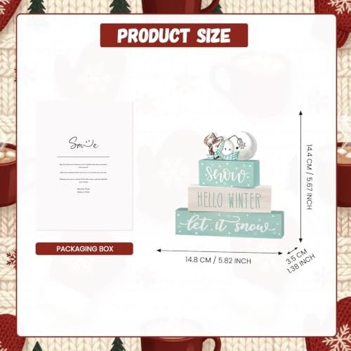 Smile 4 Pcs Christmas Signs Wooden Indoor Tabletop Decorations - style: Let It Snow