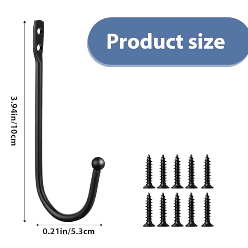 4Pack Curtain Wall Hooks, Curtain Holdbacks, Curtains Tie Backs for Curtains, Decorative Drapery Holdbacks for Wall Ties with Screws Black Metal U Shaped Pull Backs (3.94× 0.21 × 0.2 inches)