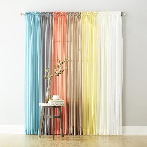 No. 918 Emily Sheer Voile Rod Pocket Curtain Panel, 59" x 108", Charcoal - color: Charcoal, size: 59"W x 108"L (Pack of 1), style: Emily
