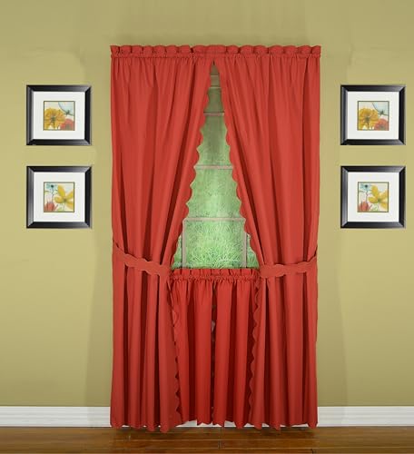 Today's Curtain, Orleans Scallop Curtain, Brick Red 24" Tier Pair, 60" W x 24" L, Brick Red - color: Brick Red, size: 60"W x 24"L (Pack of 1)