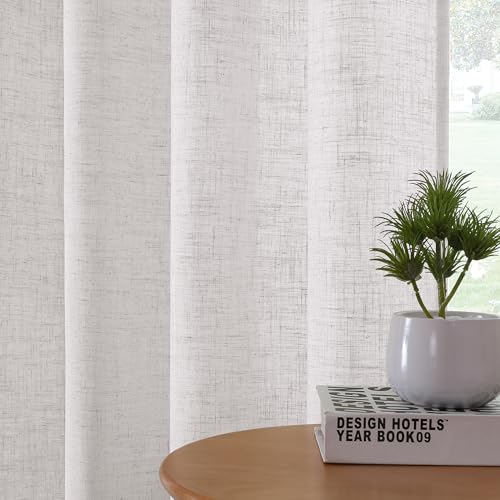 H.VERSAILTEX Linen Semi Sheer Curtains 96" L for Living Room, Natural White - color: *Natural White, size: 52"W x 96"L (Pack of 2)