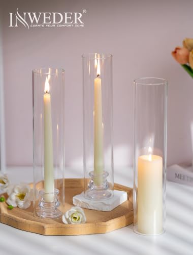 Hurricane Glass Candle Holders: 2.5" W x 12" H Cylinder Cover 6 Pcs