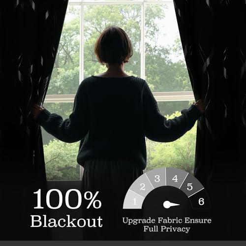 NICETOWN 100% Blackout Print Curtains 63 inch Long, Dark Mallard - color: 100% Blackout - Dark Mallard, size: 52"W x 63"L (Pack of 2)