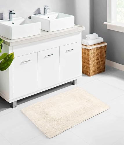 COTTON CRAFT 2 Pack Reversible Bath Mat Rug - Soft Luxurious -17x24- Ivory - color: Ivory, size: 17x24 Inches