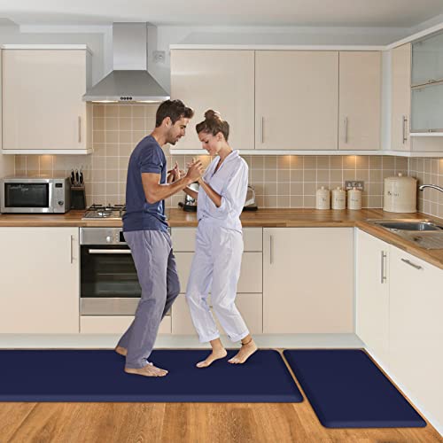 HappyTrends Kitchen Mat,17.3"x28"+17.3"x60" Navy, Cushioned Comfort - color: Navy, size: 17.3"x28"+17.3"x60"