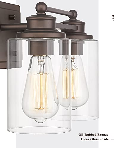 Vanity Lights for Bathroom, HWH Farmhouse 2 Light Vanity Wall Lamp with Oil-Rubbed Bronze Finish, Wall Lighting Over Mirror, Dressing Table, Powder Room, 5HLT63B-2W ORB - color: ORB, size: 2 Lights