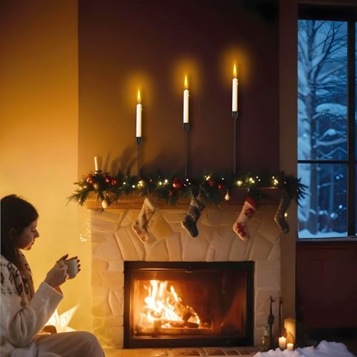 ChefBee 3PCS Black Tall Taper & Pillar Candle Candlestick Holder - color: Black
