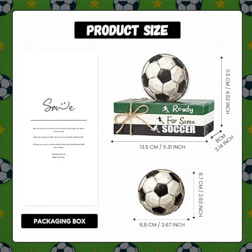 Smile 4Ps Soccer Ready For Some Soccer Wooden Block Decor Tiered Tray Tabletop Signs with Soccer Ball Figurine for Game Day & Sports Party Decorations - style: Soccer