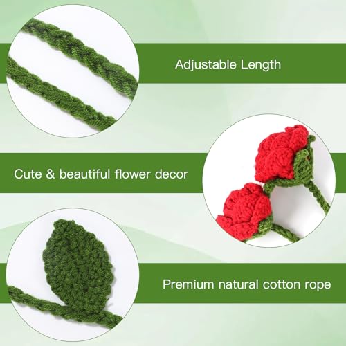 2 Pack Boho Handmade Flower Curtain Tiebacks & Holdbacks, Red Roses - color: Red Roses