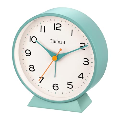 Tinload 4.5" Battery Operated Retro Analog Alarm Clock, Small Silent Bedside Desk Clock,Lighted on Demand, Battery Operated, Snooze, for Living Room, Bedroom, Bedside, Desk(Green) - color: Z-green