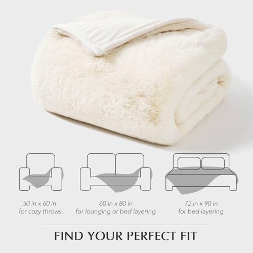EverGrace Faux Chinchilla Fur Throw Blanket, 72"x90", Arctic White - color: Arctic White, size: 72"x90"