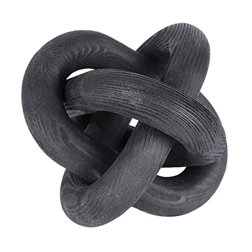 Jlong Wood Knot Decor Chain Link Modern Farmhouse Boho Coffee Table Accent - color: Black