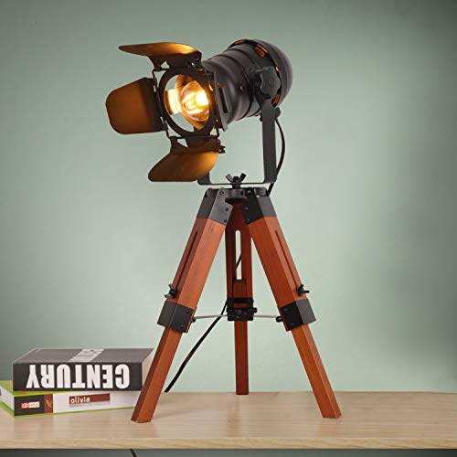 Vintage Adjustable Wood Tripod Floor Lamp for Living Room, Camera Small - size: Small Camera