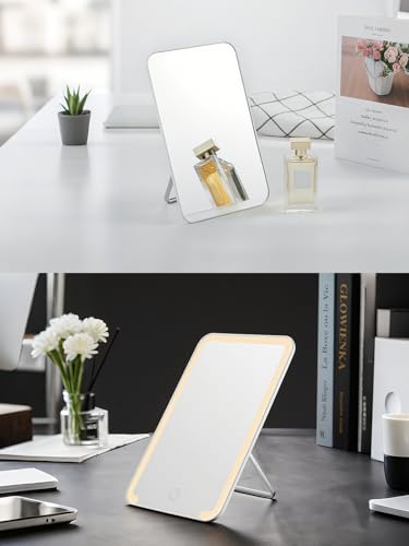 OMIRO 8 x 5 in Desk Makeup Mirror with Stand and Hanging Hole, Pink - color: Pink, size: 8"L x 5"W