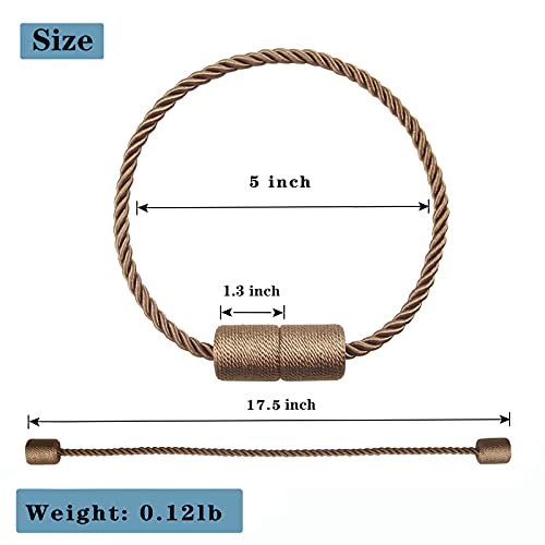 Magnetic Curtain Tiebacks Holdbacks Decorative Tie Backs for Windows Porlau - color: Khaki