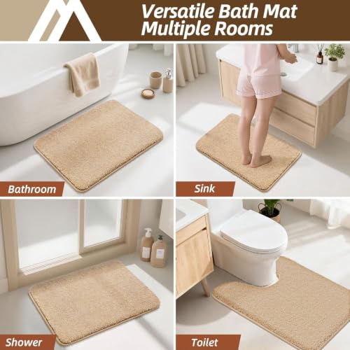COSYHOMEER Extra Thick Bath Rugs for Bathroom Non Slip Bath Mat 24x48 Beige - color: Beige, size: 2' X 4' (Rectangular)
