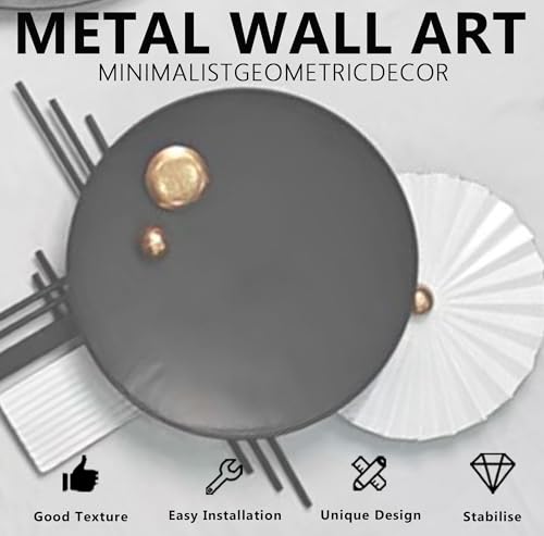 Large Modern Abstract Metal Wall Art, Black and Gold Geometric Circles Wall Decoration, Contemporary Home Decor,59 × 24 inches Wall Art for Living Room/Dinning Room/Bedroom/Entryway/Kitchen/Office - style: Modern Art