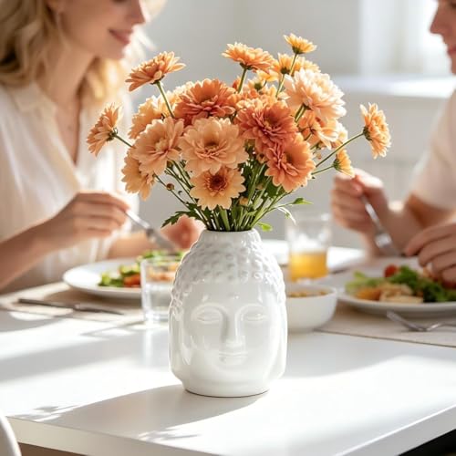 Nawaza Ceramic Flower Vase 4.7" Small White Farmhouse Table Vase - color: White-v24