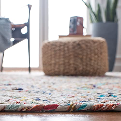 SAFAVIEH Cape Cod Collection Runner Rug - 2'3" x 8', Beige & Multi, Handmade Boho Braided Circles Jute & Cotton, Ideal for High Traffic Areas in Living Room, Bedroom (CAP203B) - color: Beige/Multi, size: 2'3" x 8' (Runner)