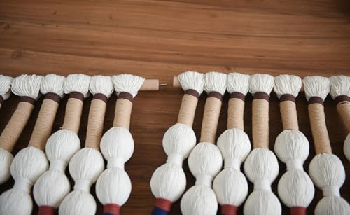 Macrame Wall Hanging Boho Wall Art Handmade Spherical Knot 27" W x 33" L - color: Ivory4