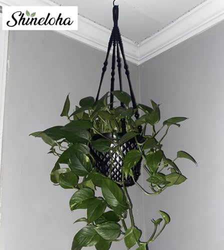 2 Pack Macrame Plant Hanger Large for 12 inch Pot, Large Plant Hanger - color: Black