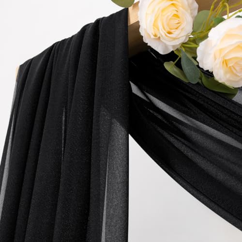 Sheer Gauze Wedding Arch Draping Fabric 29" x 20 FT 4 Panels Black - color: Black, size: 29"w x 240"l (Pack of 4)
