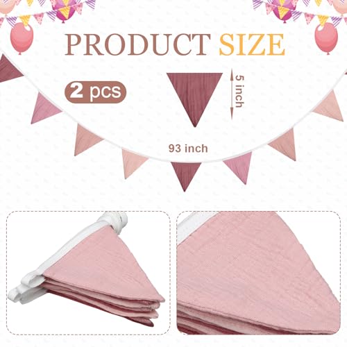 Oudain 2 Pcs Pennant Banner Flags Nursery Garland Triangle, Pink Color - color: Pink Color