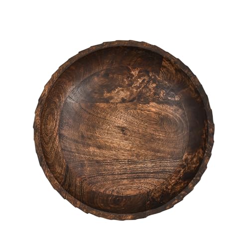Samhita Fruit Bowl Pedestal Wooden Centerpiece Bowl for Kitchen Counter, Dining Table & Farmhouse Home Décor Display (10" x 10" x 4.75")