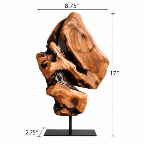 WELLAND Irregular Cedar Wood Sculpture 8.75" W x 1.75" D x 17.75" H Natural Edge Tabletop Statues, Handmade Ornaments, Décor for Living Room, Home Office, Bedroom, - size: Large